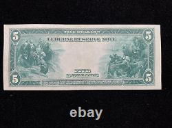 Billet de banque américain ancien de grande taille, non circulé, de 5 dollars de 1914, avec sceau bleu.