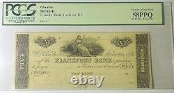 Billet de banque de 5 $ de la Banque de Frankfort, Kentucky, années 1810, Remainder PMG UNC 58 PPQ