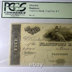 Billet de banque de 5 $ de la Banque de Frankfort, Kentucky, années 1810, Remainder PMG UNC 58 PPQ