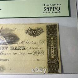 Billet de banque de 5 $ de la Banque de Frankfort, Kentucky, années 1810, Remainder PMG UNC 58 PPQ