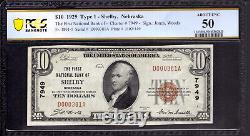 Billet de banque de la First National Bank de 1929, de 10 $, de Shelby, Nebraska, classé PCGS B About Unc 50