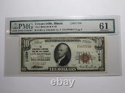Billet de banque de la National Currency Bank de 1929 d'Edwardsville Illinois de 10 $, numéro de série 11039, UNC61 PMG