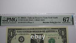 Billet de banque de la Réserve fédérale avec le numéro de série du répéteur $1 2003 PMG UNC67