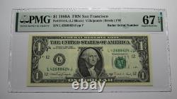 Billet de banque de la Réserve fédérale de 1 $ de 1988, numéro de série Radar, PMG UNC67EPQ