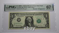 Billet de banque de la Réserve fédérale de 1 $ de 2003 à numéro de série répété PMG UNC67