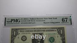 Billet de banque de la Réserve fédérale de 1 $ de 2003, numéro de série répété, PMG UNC67