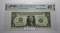 Billet de banque de la Réserve fédérale de 2003 avec numéro de série Radar PMG UNC67EPQ