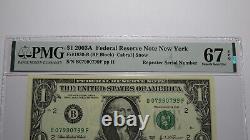 Billet de banque de la Réserve fédérale de 2003 en série de répétition, numéro de série PMG UNC67