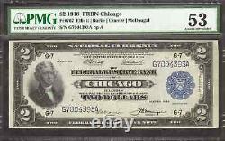 Billet de banque de la Réserve fédérale de 2 dollars de 1918 à Chicago, Illinois, Pmg Au 53 Unc (393a)