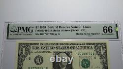 Billet de banque de la Réserve fédérale des États-Unis de 1995, numéro de série Radar, billet de monnaie PMG UNC66EPQ