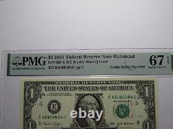 Billet de banque de la Réserve fédérale, numéro de série du radar de 2003, PMG UNC67EPQ