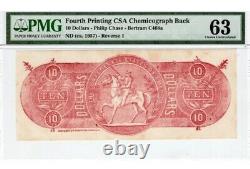 Billet de banque de la guerre civile des États confédérés de $10 Chemicograph de la banque PMG Ch UNC 63