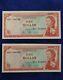Billet De Banque De Un Dollar De La East Caribbean Currency De 1965 En Parfait état Unc Avec Numéros Consécutifs