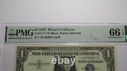 Billet de banque en argent de certificat d'étoile de 1 $ de 1957 environ UNC66 PMG