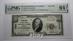 Billet de banque national de Wisconsin Rapids Wisconsin de 1929 de 10 $, numéro de série 4639 UNC64