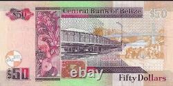 Billet de banque non circulé de 50 dollars du Belize. Monnaie de 50 dollars BZD de 2016. Billet UNC de 50 dollars.