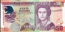 Billet de banque non circulé de 50 $ du Belize. Monnaie de 50 dollars BZD de 2016. Billet de 50 $ UNC.