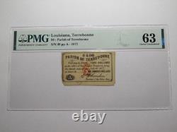 Billet de banque obsolète de Terrebonne, Louisiane, 4 $ de 1877, UNC63 PMG