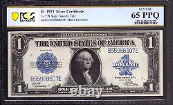 Billet de certificat d'argent de 1 $ de 1923 Fr. 239 Woods Tate Pcgs Gem Unc 65 Ppq.