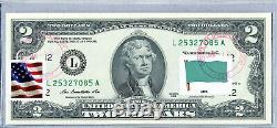 Billet de deux dollars Papier-monnaie US Bank Note Unc Monnaie de réserve fédérale Drapeau Libye