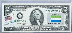 Billet de deux dollars, billet de monnaie américaine en papier, États-Unis, 2 $, non estampillé, drapeau de Sierra Leone.