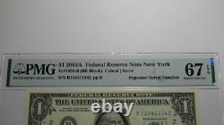 Billet de la Réserve fédérale de 1 $ de 2003 avec numéro de série répétitif, PMG UNC67