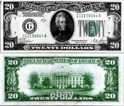 Billet de la Réserve fédérale de 20 $ de 1934, Chicago, Fr. 2057, superbe état Gem UNC