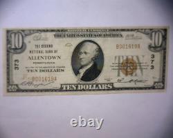 Billet de monnaie nationale de 10 $ de 1929 BANQUE NATIONALE D'ALLENTOWN, PA? A/U à UNC