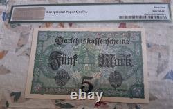 Billet de prêt d'État de l'Allemagne 1917, 5 Mark Pick#56a PMG 65 EPQ Gem UNC