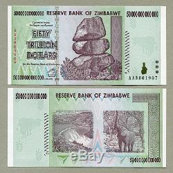 Billets De Banque Du Zimbabwe 100 50 10 Milliards De Dollars En Billets De Banque Aa 2008 Unc