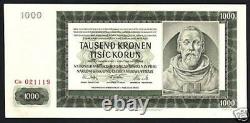 Bohême & Moravie 1000 Korun P15 A 1942 Euro Parler Unc Scarce Devise Billet