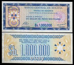 Bolivie 1000000 PESOS P-192 C 1985 UNC Monnaie mondiale Billet de 1 Million Boliviens