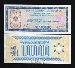 Bolivie 1000000 PESOS P-192 C 1985 UNC Monnaie mondiale Billet de 1 Million Boliviens