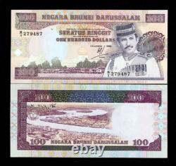 Brunei 100 RINGGIT P-17 1990 RARE date UNC Billet de banque mondial bruneien