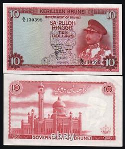 Brunei 10 RINGGIT P-3 1967 1ère émission OMAR ALI NEUF Note de monnaie mondiale bruneienne
