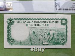 Bureau de la monnaie de Gambie 10 shillings 1965 1970 UNC 64 PMG billet