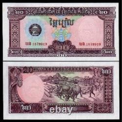 CAMBODGE 20 RIELS P-31 1979 x 100 Pcs Lot BUNDLE BUFFALO UNC BILLET DE MONNAIE MONDIAL