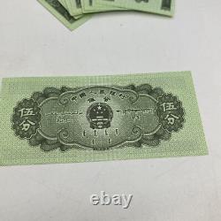 CHINE 5 Yen RMB Troisième série BANQUE NOTE Monnaie 1953 UNC Lot de 100 Billets Verts
