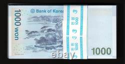 CORÉE DU SUD 1000 WON P-54 2007 x 100 Pcs Lot ENSEMBLE NEUF BANQUE DE CURRENCY KORÉENNE