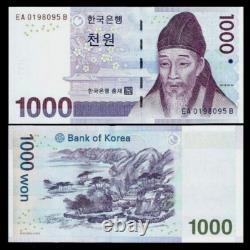 CORÉE DU SUD 1000 WON P-54 2007 x 100 Pcs Lot ENSEMBLE NEUF BANQUE DE CURRENCY KORÉENNE