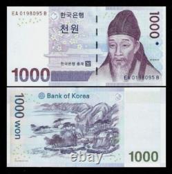 CORÉE DU SUD 1000 WON P-54 2007 x 100 Pcs Lot ENSEMBLE NEUF BANQUE DE CURRENCY KORÉENNE