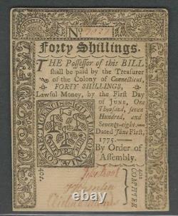 CT Colonial 1775 Quarante shillings PCGS environ UNC 55 monnaie coloniale