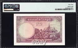 Cambodge 5 Riels P2 1955 PMG64 Billet de banque de choix UNC Monnaie INDOCHINE FRANÇAISE