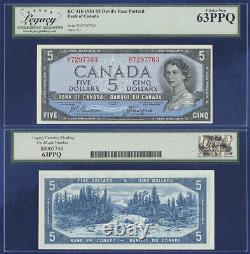 Canada 5 Dollars 1954 Choi De Face Graded Devil Unc 63 Ppq Par Lcg Elizabeth II