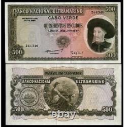 Cap-Vert 500 ESCUDOS P-53A 1971 NAVIRE Rare UNC Monnaie mondiale Colonie Billet de banque