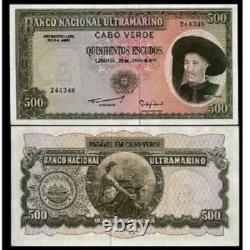 Cap-Vert 500 ESCUDOS P-53A 1971 NAVIRE Rare UNC Monnaie mondiale Colonie Billet de banque