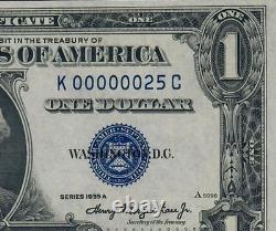 Certificat d'argent de 1 $ 1935A Fr. 1608 Numéro de série bas # 25 PCGS 65 PPQ UNC