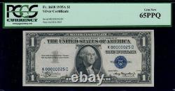 Certificat d'argent de 1 $ 1935A Fr. 1608 Numéro de série bas # 25 PCGS 65 PPQ UNC