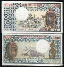 Chad 1000 Tchad FRANCS P-3 A 1978 Rail TRAIN Air PLANE ALMOST UNC Monnaie Mondiale