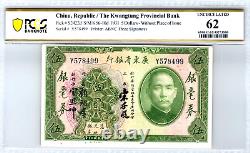 Chine 5 Dollars 1931 P-2422d Billet de banque de la Banque du Kwangtung PCGS 62 UNC K1